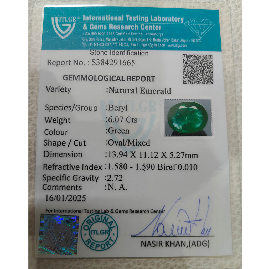 Natural Zambian Emerald (Panna) – 6.07 Carats