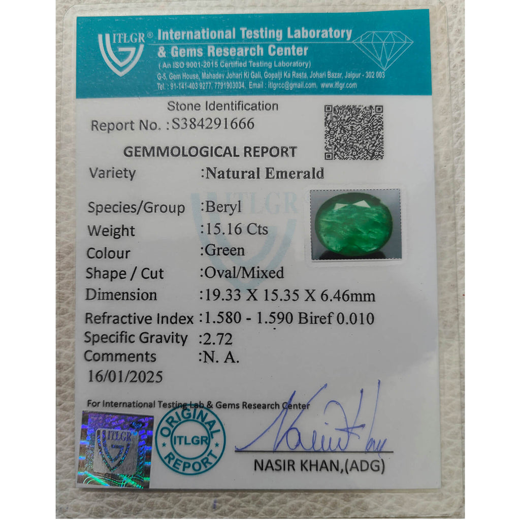 Natural Zambian Emerald (Panna) – 15.16 Carats